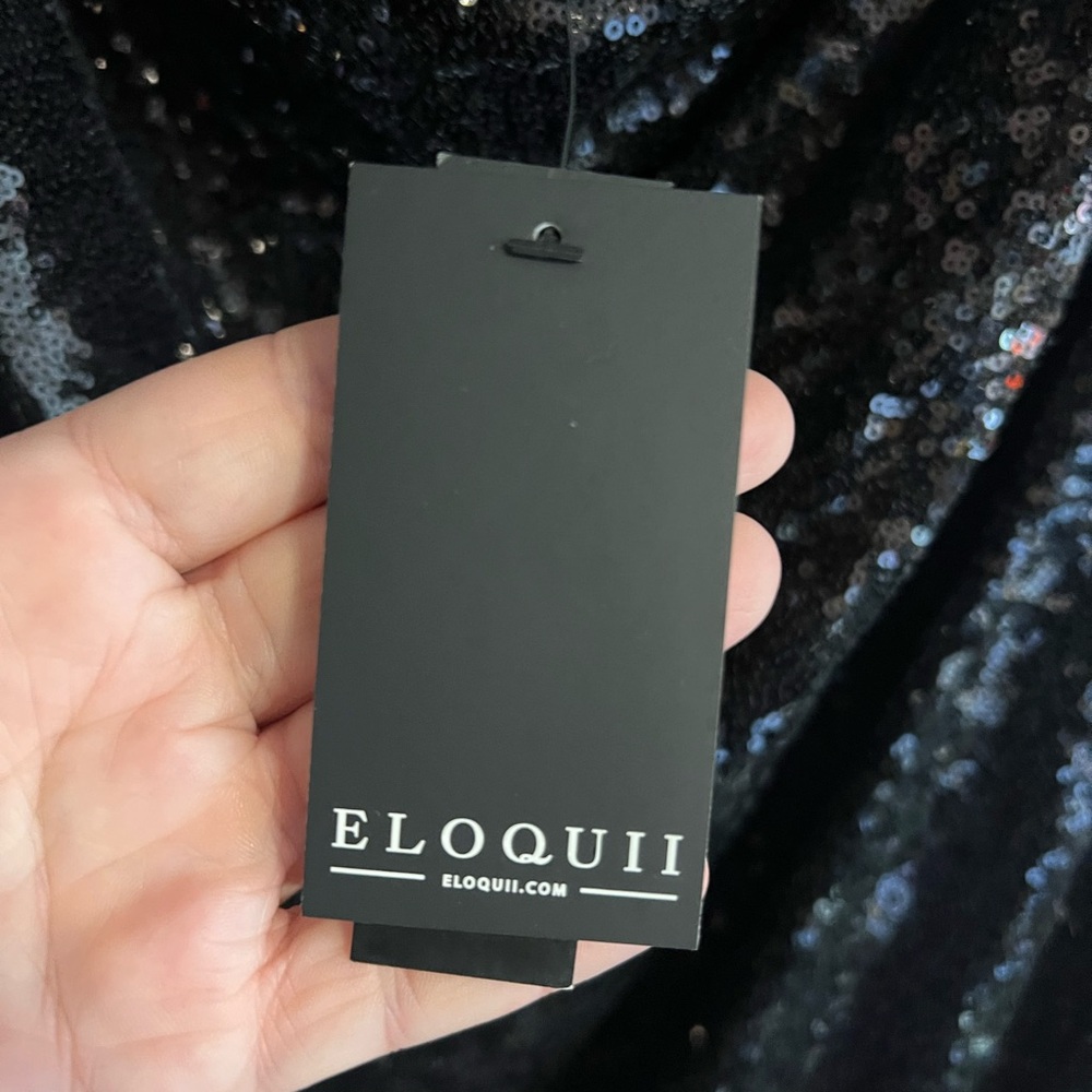NWT Eloquii Black Sequin Cowl Back Dress Size 18 - Picture 12 of 13
